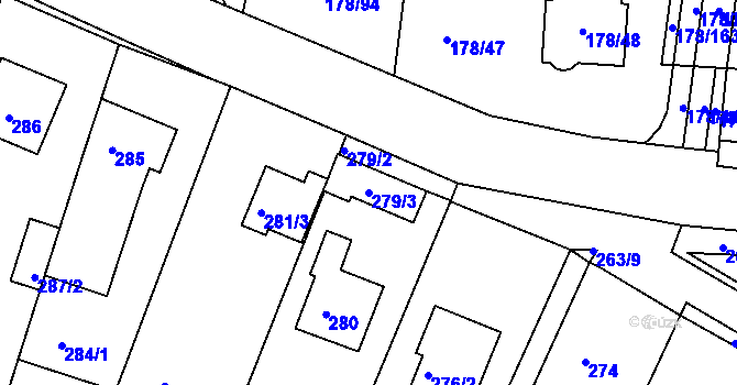 Parcela st. 279/3 v KÚ Ivanovice, Katastrální mapa
