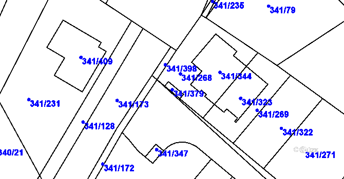 Parcela st. 341/379 v KÚ Ivanovice, Katastrální mapa
