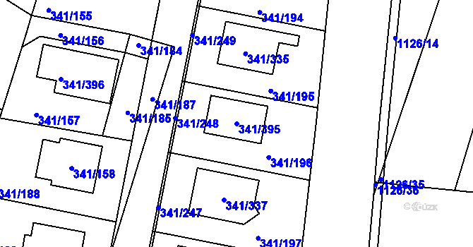 Parcela st. 341/395 v KÚ Ivanovice, Katastrální mapa