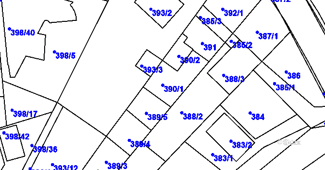 Parcela st. 390/1 v KÚ Ivanovice, Katastrální mapa