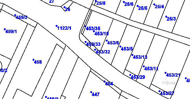 Parcela st. 453/32 v KÚ Ivanovice, Katastrální mapa