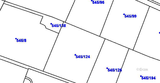 Parcela st. 545/125 v KÚ Ivanovice, Katastrální mapa
