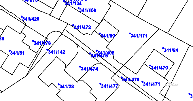 Parcela st. 341/406 v KÚ Ivanovice, Katastrální mapa