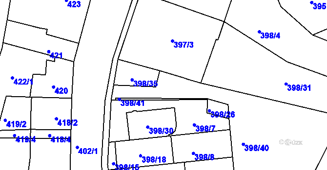 Parcela st. 398/33 v KÚ Ivanovice, Katastrální mapa