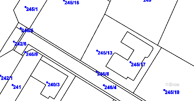 Parcela st. 245/13 v KÚ Ivanovice, Katastrální mapa