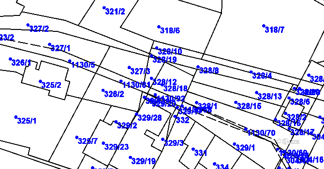 Parcela st. 328/18 v KÚ Ivanovice, Katastrální mapa