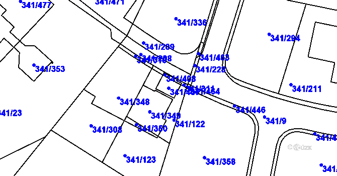 Parcela st. 341/407 v KÚ Ivanovice, Katastrální mapa