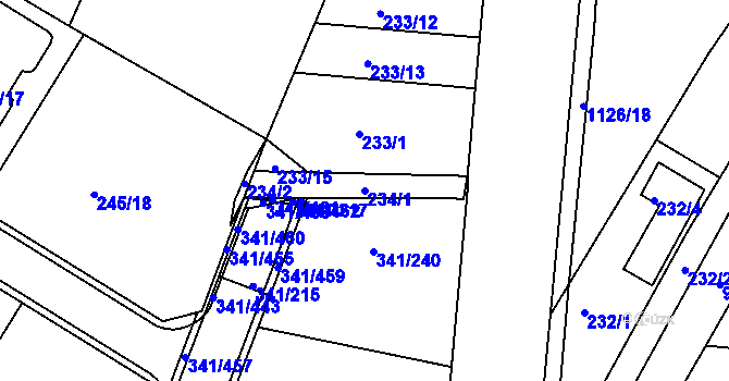 Parcela st. 234/1 v KÚ Ivanovice, Katastrální mapa
