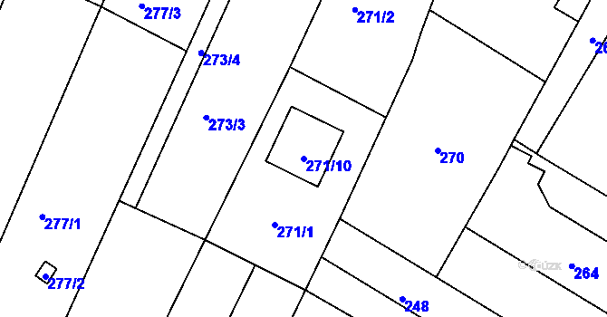 Parcela st. 271/10 v KÚ Ivanovice, Katastrální mapa