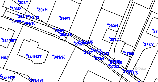 Parcela st. 284/8 v KÚ Ivanovice, Katastrální mapa