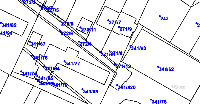Parcela st. 271/11 v KÚ Ivanovice, Katastrální mapa