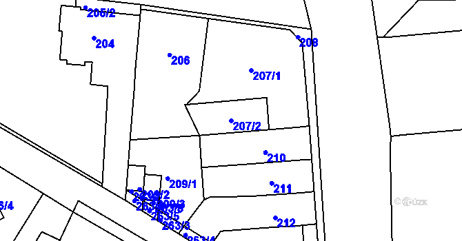 Parcela st. 207/2 v KÚ Ivanovice, Katastrální mapa