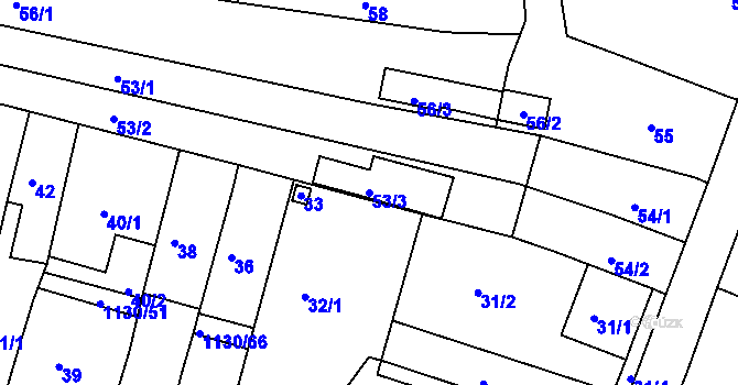 Parcela st. 53/3 v KÚ Ivanovice, Katastrální mapa