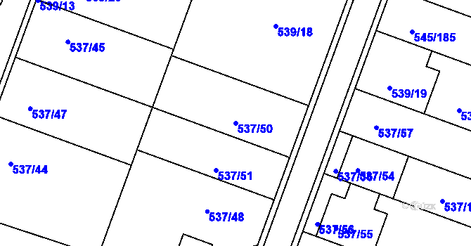 Parcela st. 537/50 v KÚ Ivanovice, Katastrální mapa