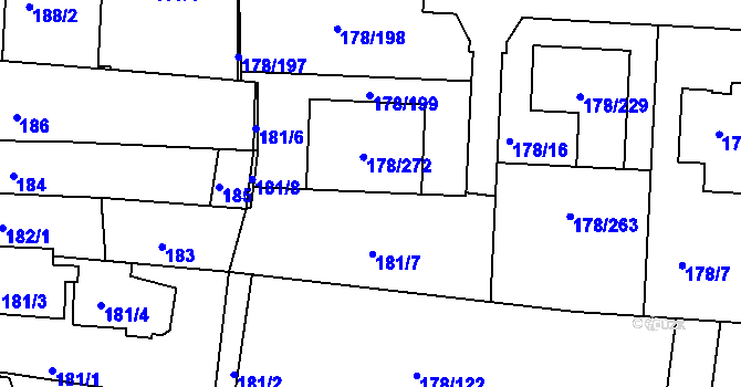 Parcela st. 178/262 v KÚ Ivanovice, Katastrální mapa