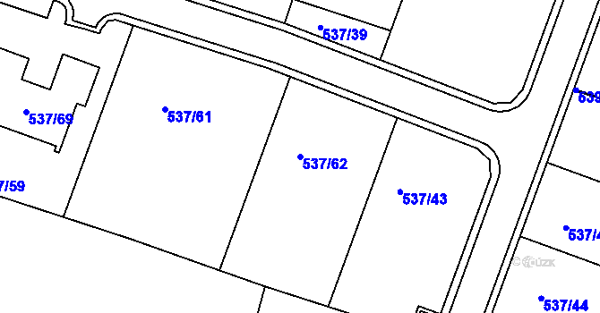 Parcela st. 537/62 v KÚ Ivanovice, Katastrální mapa