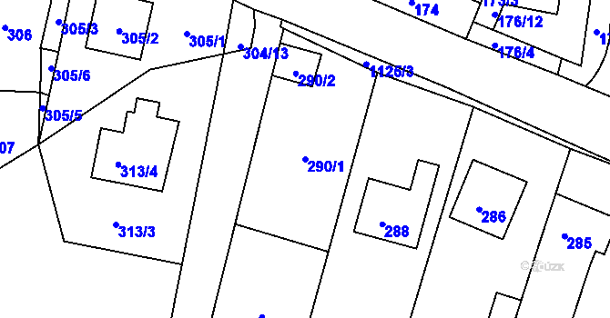 Parcela st. 290/1 v KÚ Ivanovice, Katastrální mapa