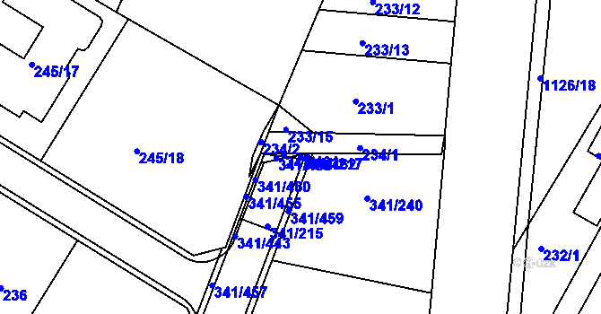Parcela st. 341/462 v KÚ Ivanovice, Katastrální mapa