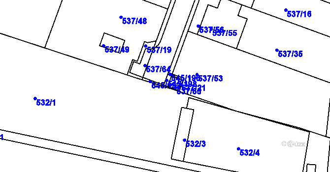 Parcela st. 545/199 v KÚ Ivanovice, Katastrální mapa
