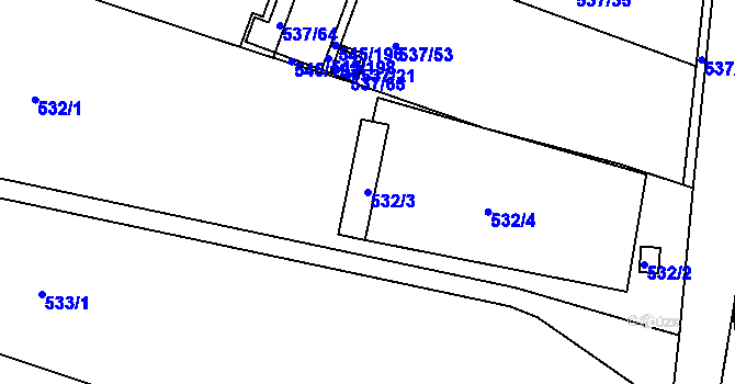 Parcela st. 532/3 v KÚ Ivanovice, Katastrální mapa