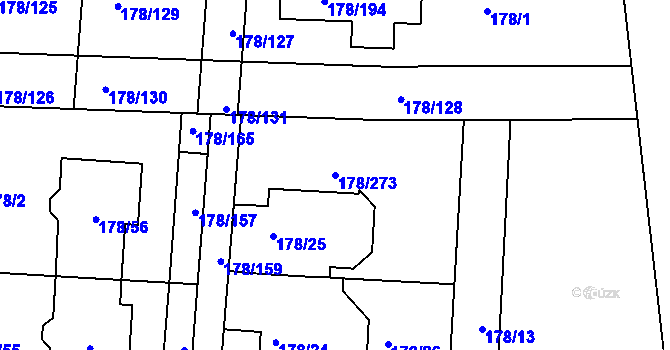 Parcela st. 178/273 v KÚ Ivanovice, Katastrální mapa