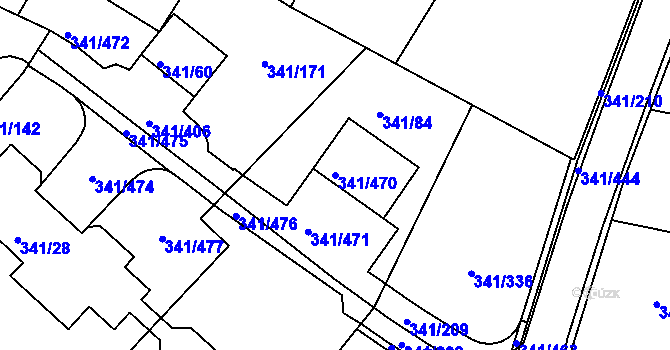 Parcela st. 341/470 v KÚ Ivanovice, Katastrální mapa