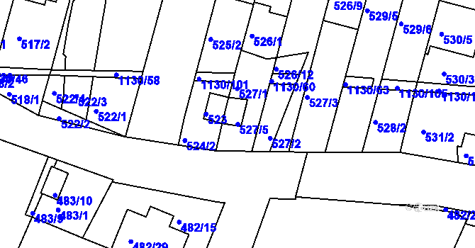 Parcela st. 527/5 v KÚ Ivanovice, Katastrální mapa