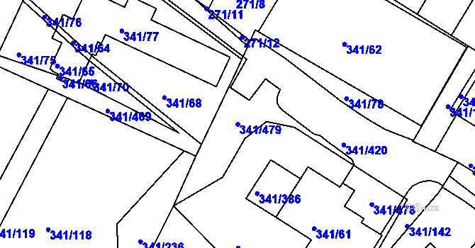 Parcela st. 341/479 v KÚ Ivanovice, Katastrální mapa