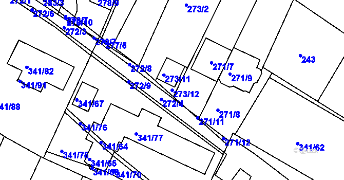 Parcela st. 273/12 v KÚ Ivanovice, Katastrální mapa