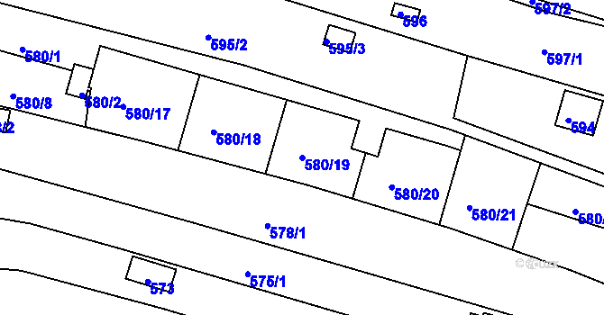 Parcela st. 580/19 v KÚ Ivanovice, Katastrální mapa