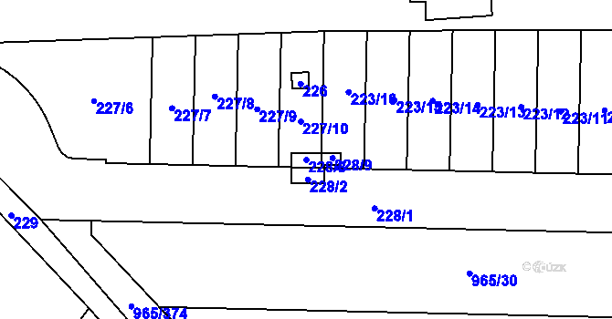 Parcela st. 228/8 v KÚ Ivanovice, Katastrální mapa