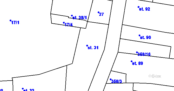 Parcela st. 31 v KÚ Jabkenice, Katastrální mapa