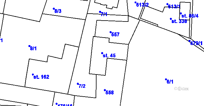 Parcela st. 45 v KÚ Jabkenice, Katastrální mapa