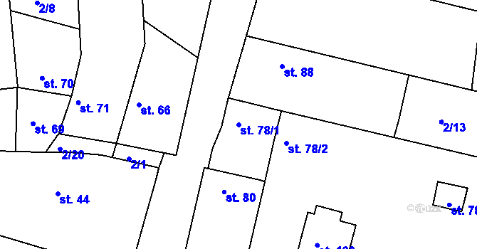 Parcela st. 78/1 v KÚ Jabkenice, Katastrální mapa