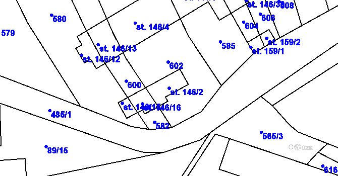 Parcela st. 146/2 v KÚ Jabkenice, Katastrální mapa