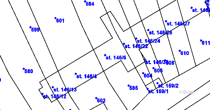 Parcela st. 146/6 v KÚ Jabkenice, Katastrální mapa