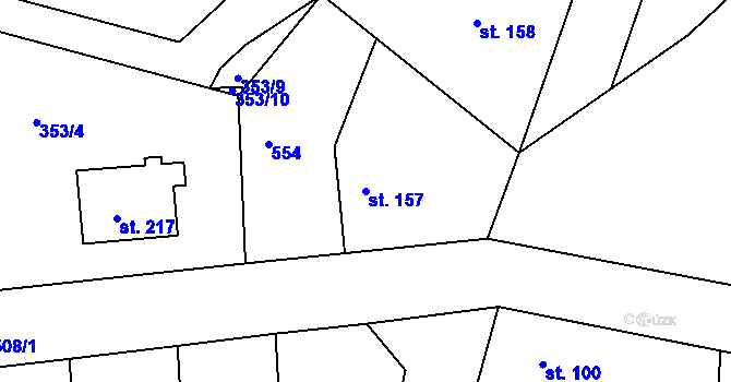 Parcela st. 157 v KÚ Jabkenice, Katastrální mapa