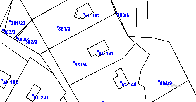 Parcela st. 181 v KÚ Jabkenice, Katastrální mapa
