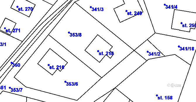 Parcela st. 218 v KÚ Jabkenice, Katastrální mapa