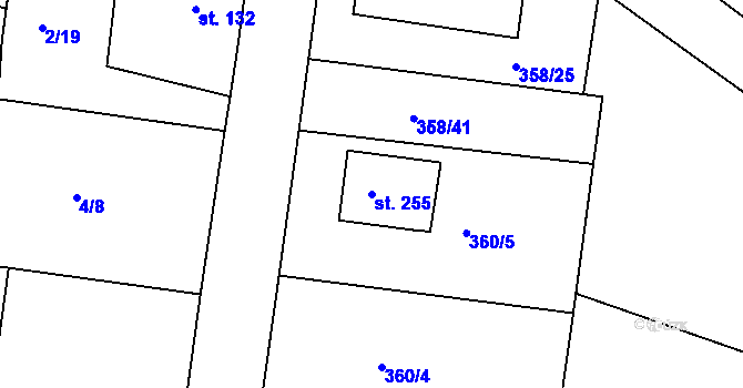 Parcela st. 255 v KÚ Jabkenice, Katastrální mapa