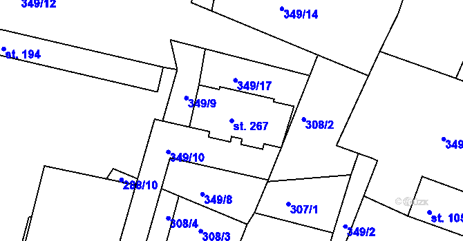 Parcela st. 267 v KÚ Jabkenice, Katastrální mapa