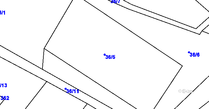 Parcela st. 36/5 v KÚ Jabkenice, Katastrální mapa