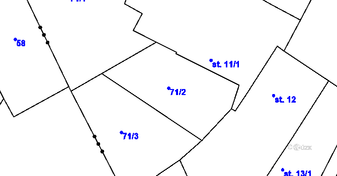 Parcela st. 71/2 v KÚ Jabkenice, Katastrální mapa