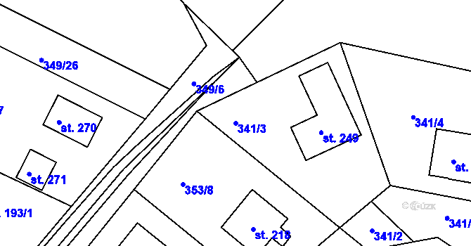 Parcela st. 341/3 v KÚ Jabkenice, Katastrální mapa