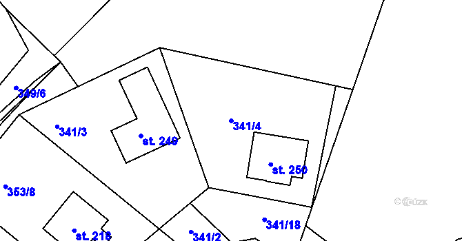 Parcela st. 341/4 v KÚ Jabkenice, Katastrální mapa