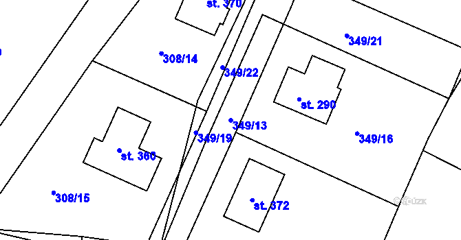 Parcela st. 349/13 v KÚ Jabkenice, Katastrální mapa