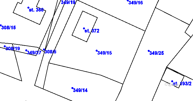 Parcela st. 349/15 v KÚ Jabkenice, Katastrální mapa