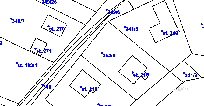 Parcela st. 353/8 v KÚ Jabkenice, Katastrální mapa