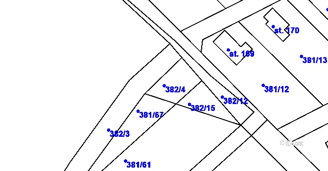 Parcela st. 382/4 v KÚ Jabkenice, Katastrální mapa