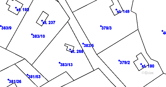 Parcela st. 382/5 v KÚ Jabkenice, Katastrální mapa